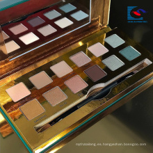 Paleta de sombreador de ojos elegante color oro cartulina Makeupe con pincel